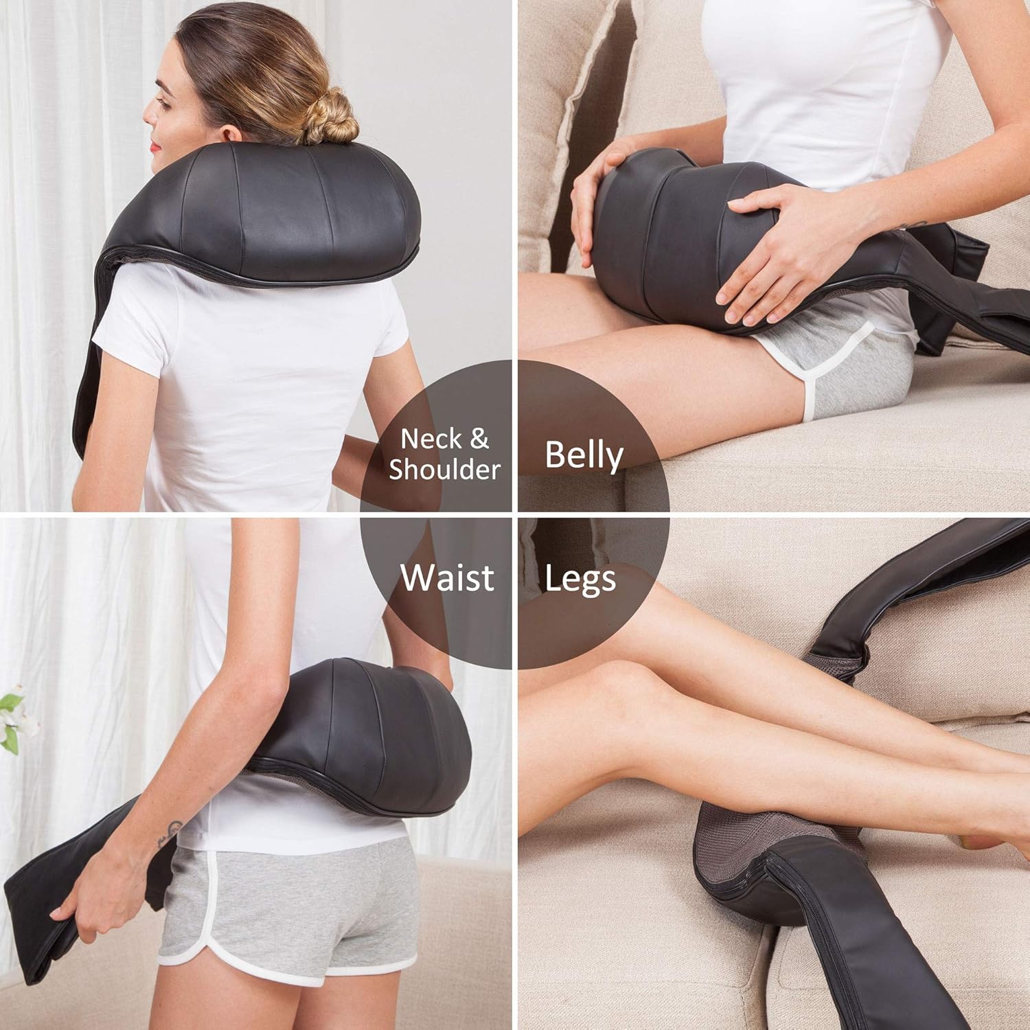 Usage of the 3D infrared heated Shiatsu massager for targeted neck, back, and shoulder pain relief