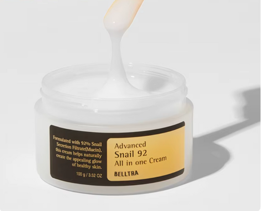 Advanced Snail Mucin 92% Repair Cream for intense hydration and skin barrier restoration.