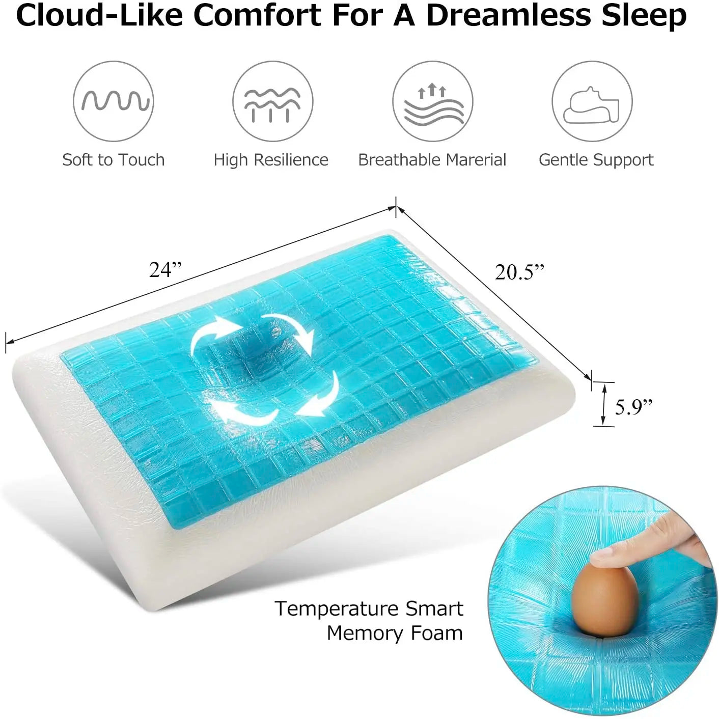 Cooling orthopedic pillow for neck pain relief and spinal support, perfect for summer sleeping