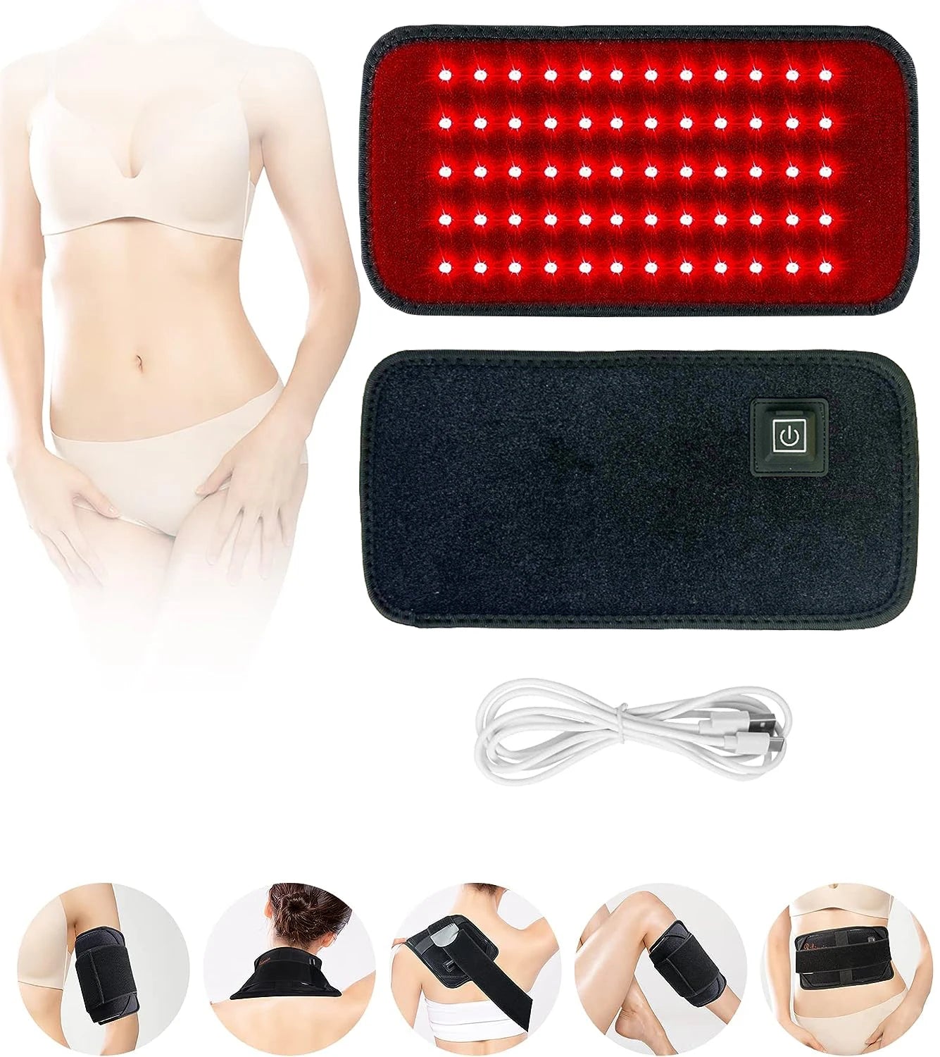 Near-Infrared and Red Light Therapy Belt for Joint Pain Relief, Back Support, and Shoulder Recovery.