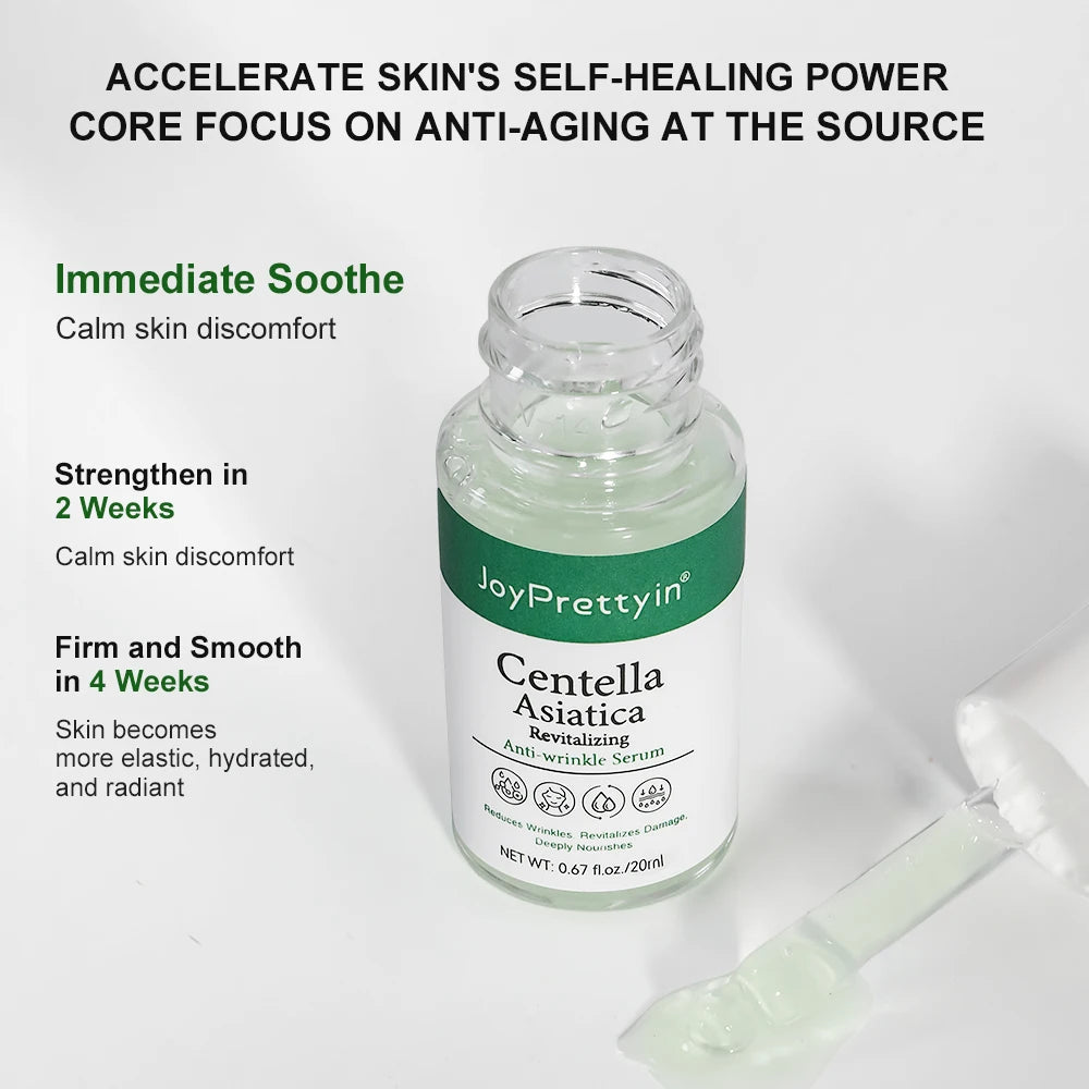 Hyaluronic acid-infused Centella face serum for anti-aging and lifting care.