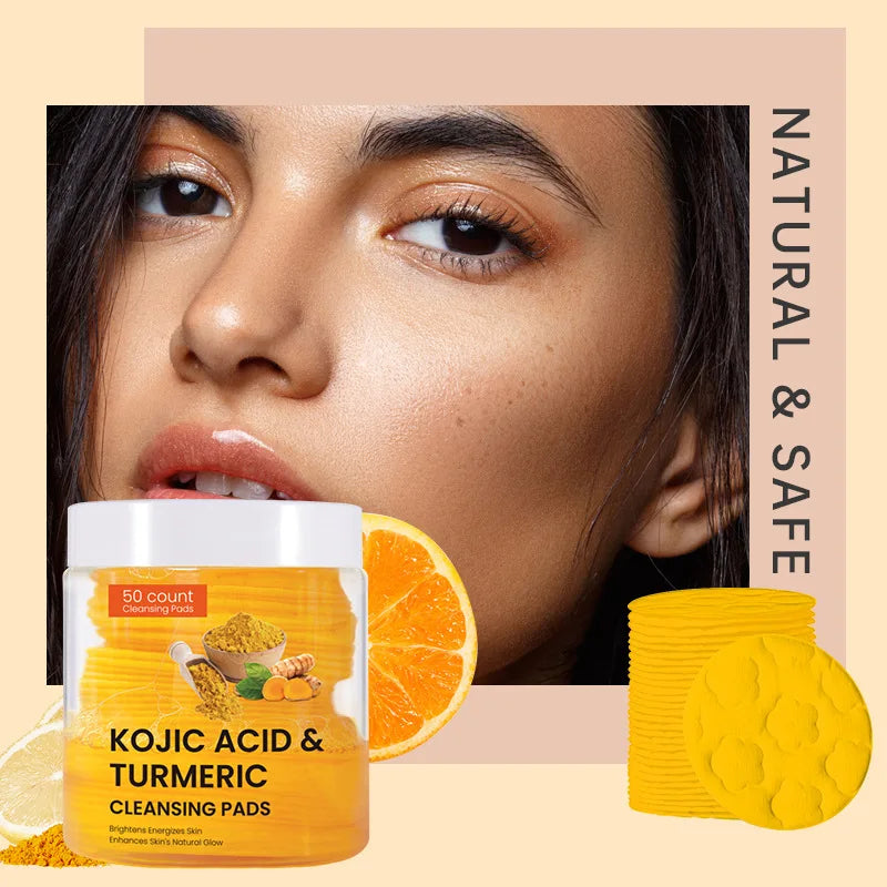 Skin effects of Turmeric Kojic Acid Cleansing Pads for brightening and exfoliation.