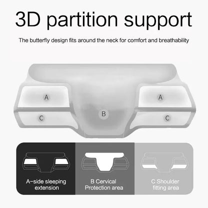 3D view of the ergonomic orthopedic cervical pillow highlighting its shape and support