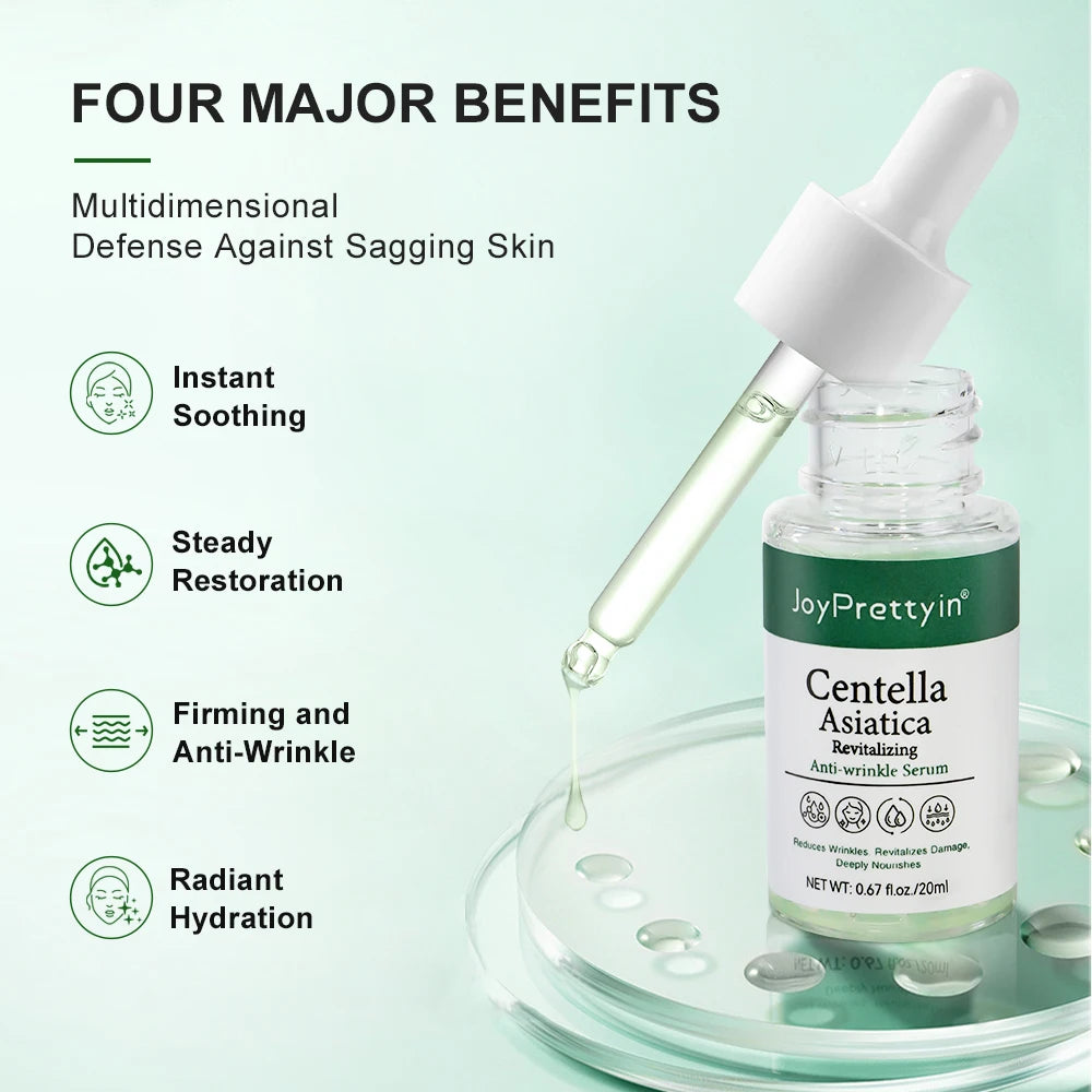 Hyaluronic acid-infused Centella face serum for anti-aging and lifting care.